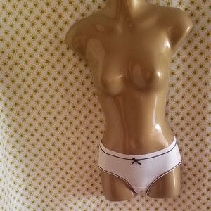 New Cream Black Ribbon Ribbed Hipster Panties Fit Like Medium xl